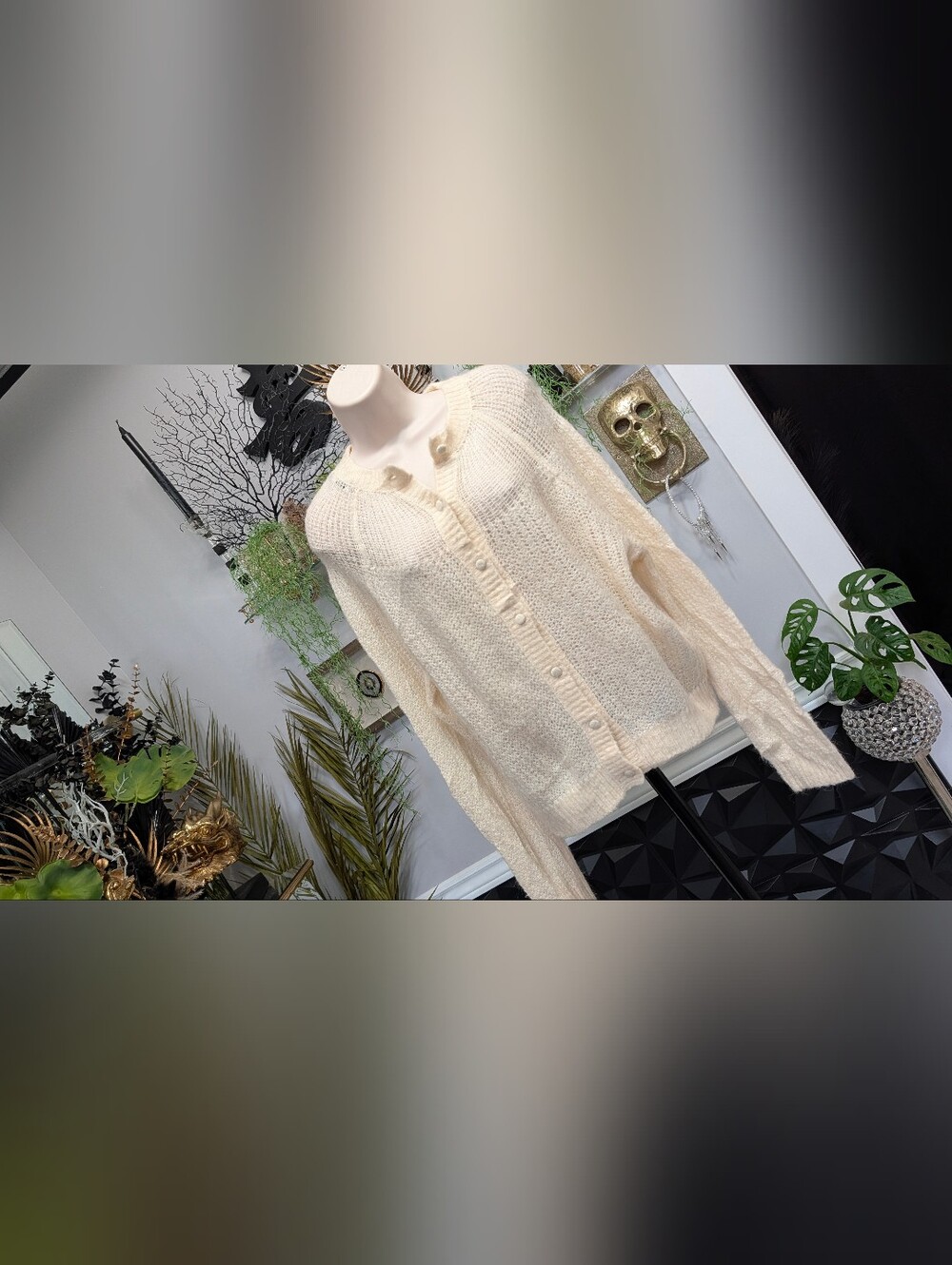 Zara Alpaca Wool Mix Knit Cardigan Sweater SM